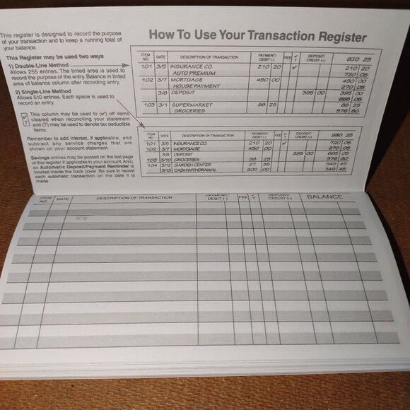 Easy Read Transaction Registers 3-Pack Checkbook Registers For Banking & Budget - Picture 4 of 6